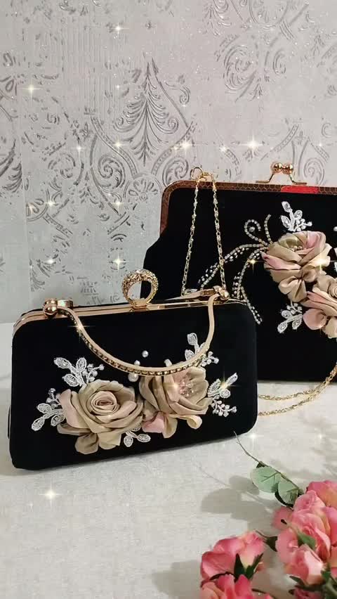 کیف مجلسی دهنه فلزی مخمل رباندوزی