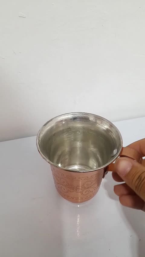 لیوان مسی طرحدار دسته مسی نانو شده زنجان 