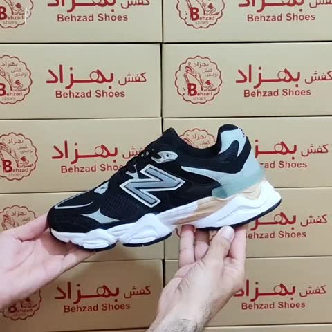 کتونی پسرانه مردانه نیو بالانس 9060 سایز 41 تا 44 رنگ مشکی طوسی زیره پیو لژ 5 سانتی کفی طبی رویه فابیلاک و راشل خارجی