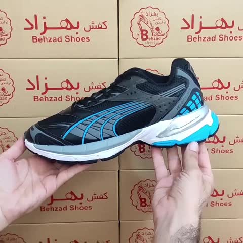 کتونی پوما puma زیره پیو مردانه سایز 40 تا 45 رنگ مشکی آبی کفی طبی لژ 4 سانتی رویه بافت خارجی 
