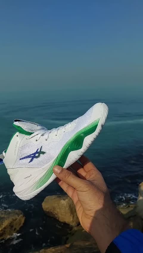 کفش کتونی ساق بلند والیبال بسکتبال اسیکس مدل نوا سورج سورژ asics NOVA SURGE 2023 کیفیت مستر کوالیتی ویتنام رنگ سفید سبز 