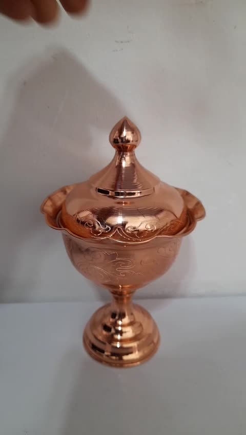 قندان مسی طرحدار پایه دار نانو شده زنجان 