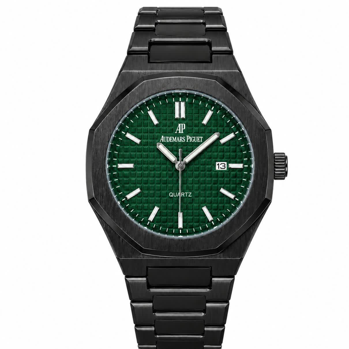ساعت مچی عقربه ای مردانه اودمار پیگه Audemars Piguet مشکی سبز + گارانتی + فول پک