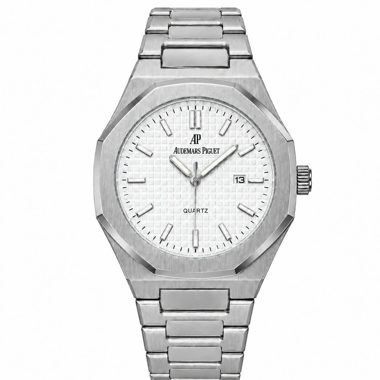 ساعت مچی عقربه ای مردانه اودمار پیگه Audemars Piguet نقره ای سفید + گارانتی + فول پک