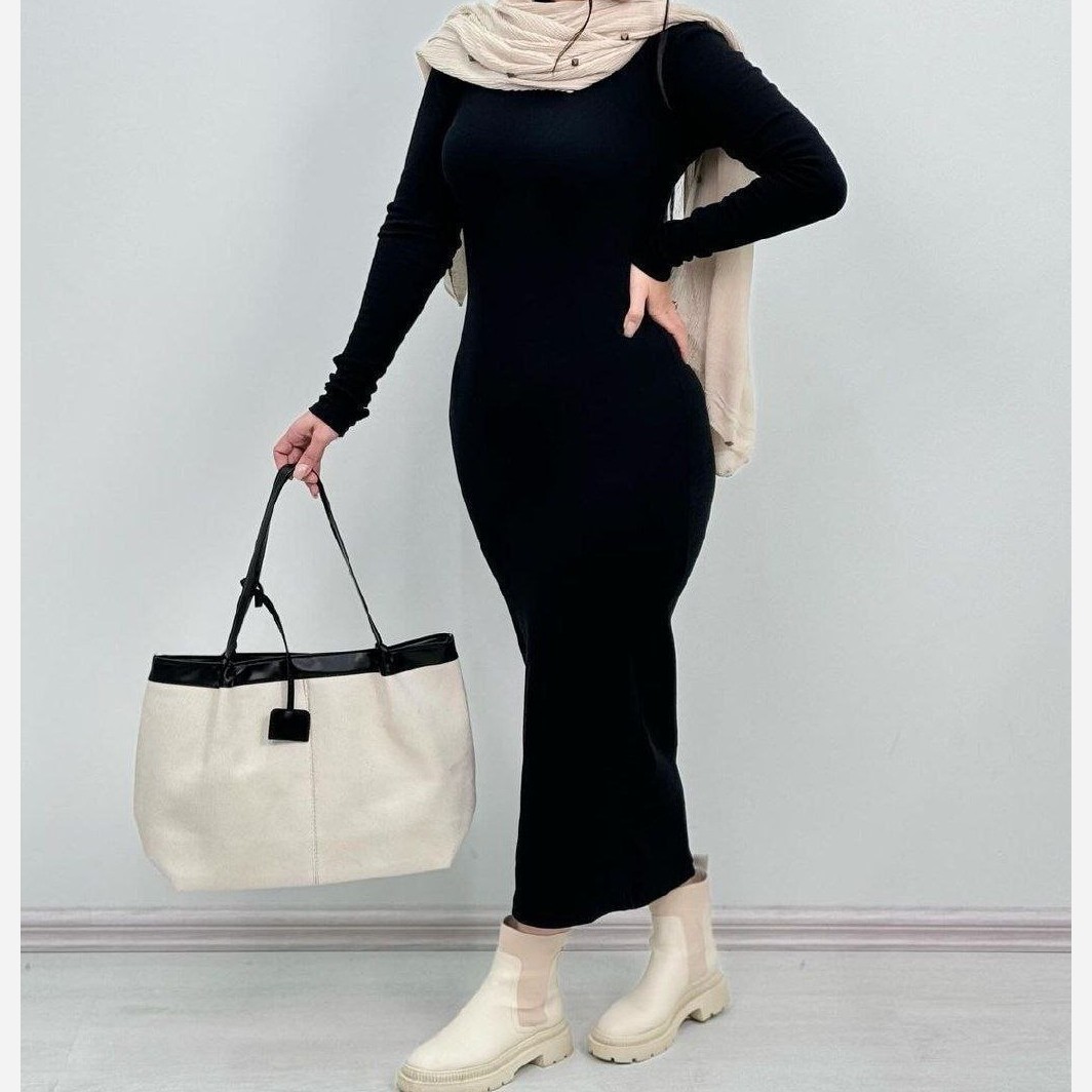زیر مانتویی ماکسی یقه اسکی زنانه ماکسی زمستانی یقه اسکی زمستاتی (eli)