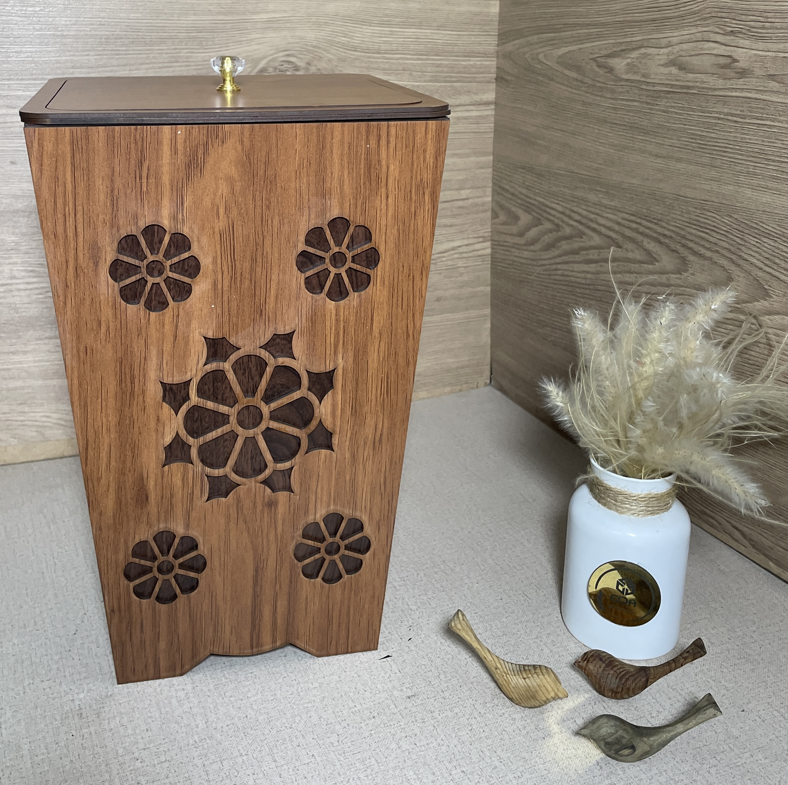سطل زباله چوبی مدل نسیم