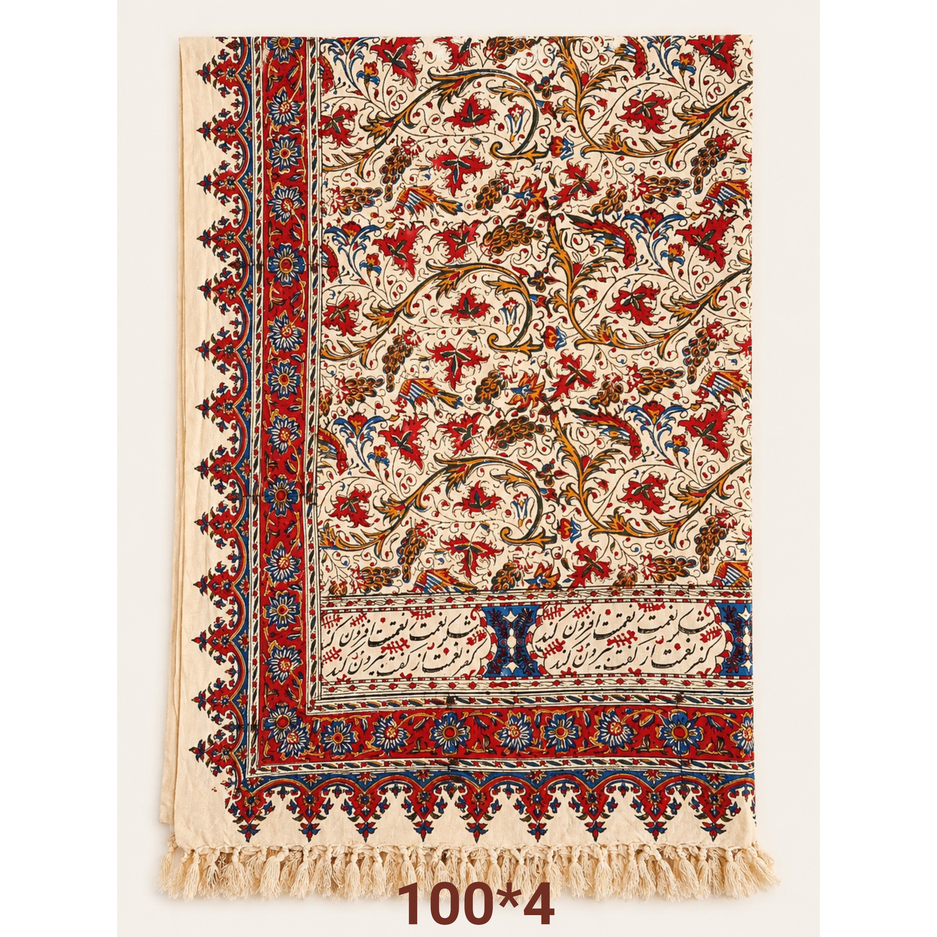 سفره قلمکاری طرح انگوری سایز 4 متر در عرض 100