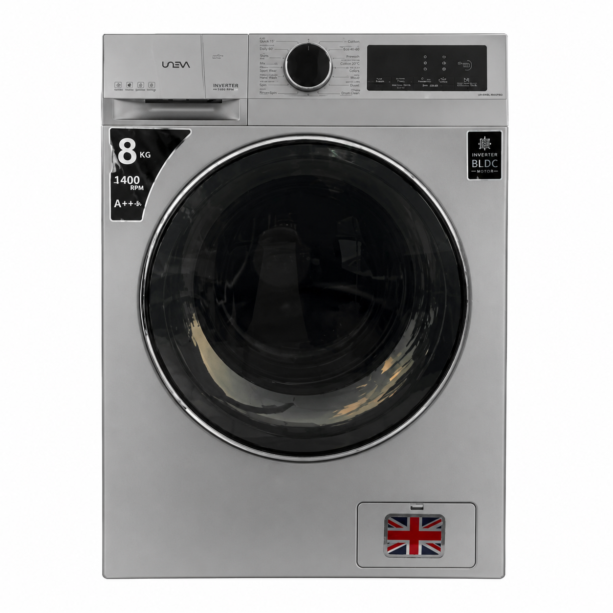 ماشین لباسشویی 8 کیلویی یونیوا مدل UN-8WBL MAXPRO رنگ سیلور