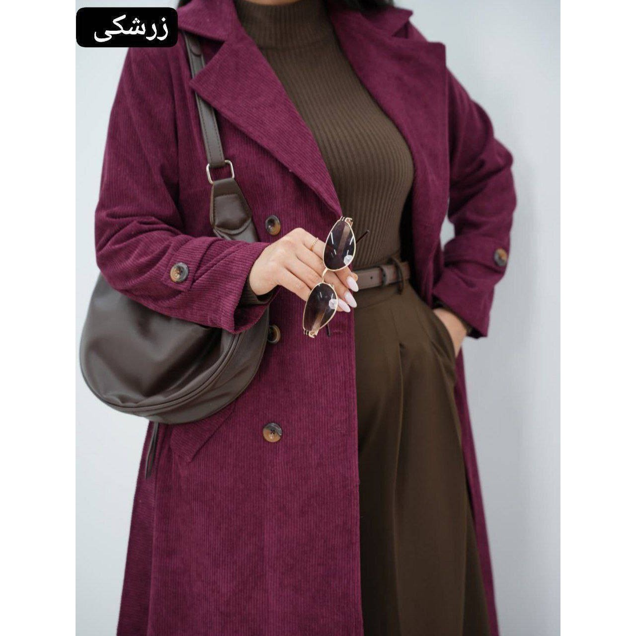 مانتو بلند ساناز مخمل کبریتی