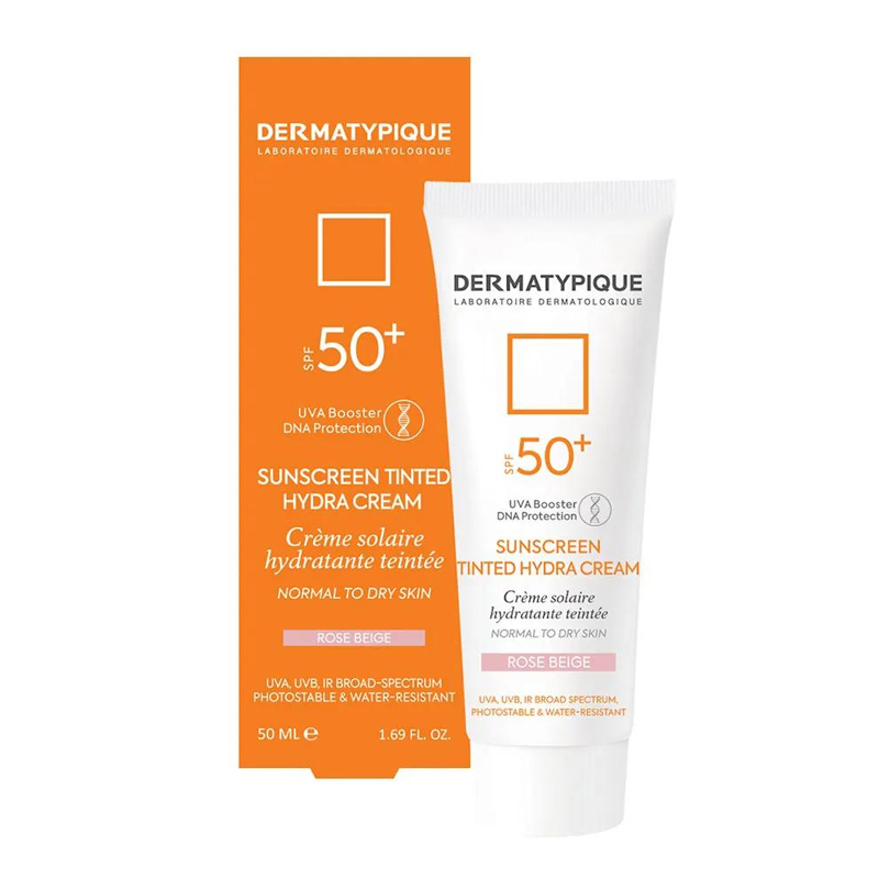 کرم ضد آفتاب رنگی هیدرا درماتیپیک SPF50+ پوست خشک رنگ رز بژ
