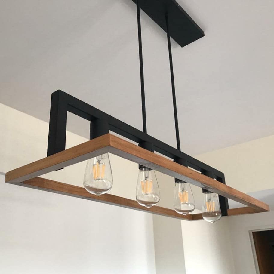 لوستر چوب فلز کانتری چهار شعله