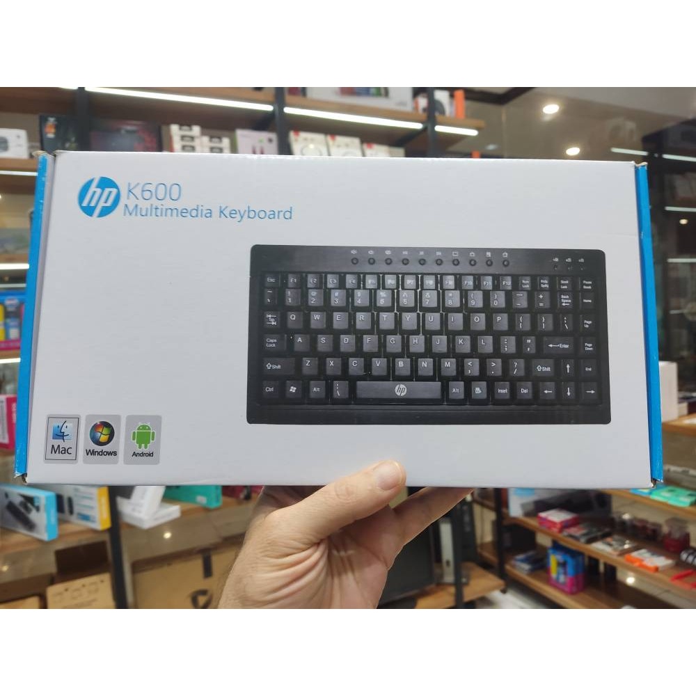 کیبورد سیمی اچپی مدل K600 MINI - بدنه ترکیبی فلز و پلاستیک - طراحی مینی و جمعوجور - 5 میلیون ضربه - اقتصادی و باکیفیت