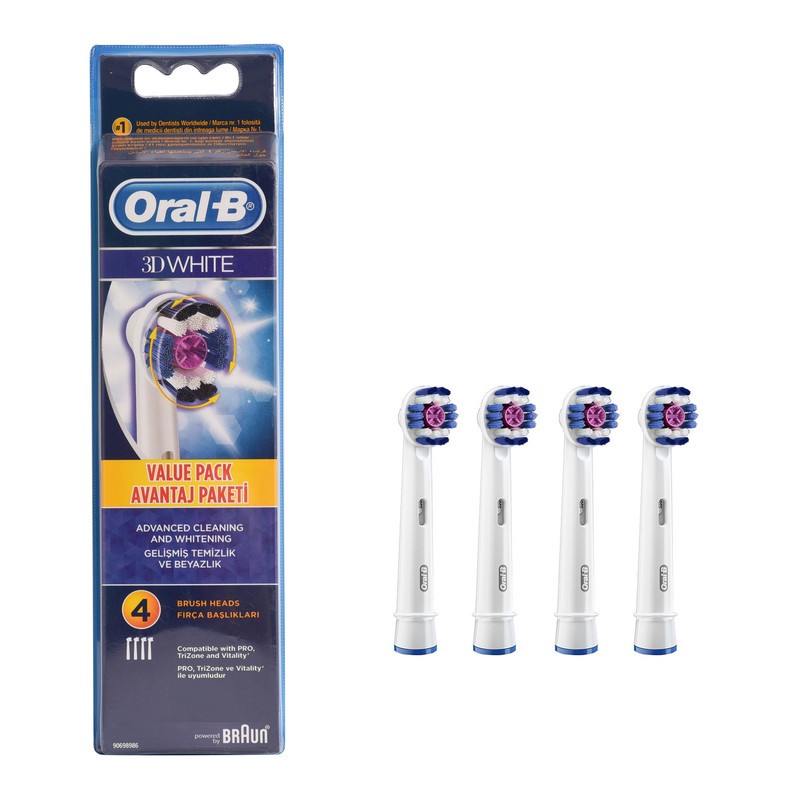 سری یدک مسواک برقی اورال-بی مدل Brush Heads 3D White بسته 4 عددیمدل 1