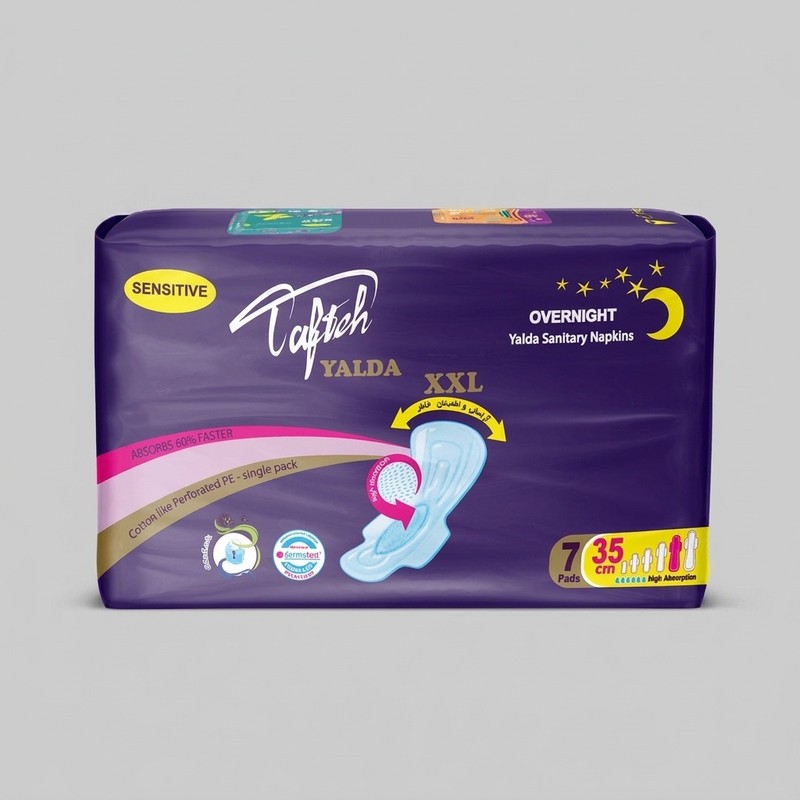 مجموعه 3 عددی نوار بهداشتی شب تافته مدل yalda، سایز XXL، لایه رویی مشبک با جذب زیاد، بسته 7 عددی، مناسب برای پوست حسا...