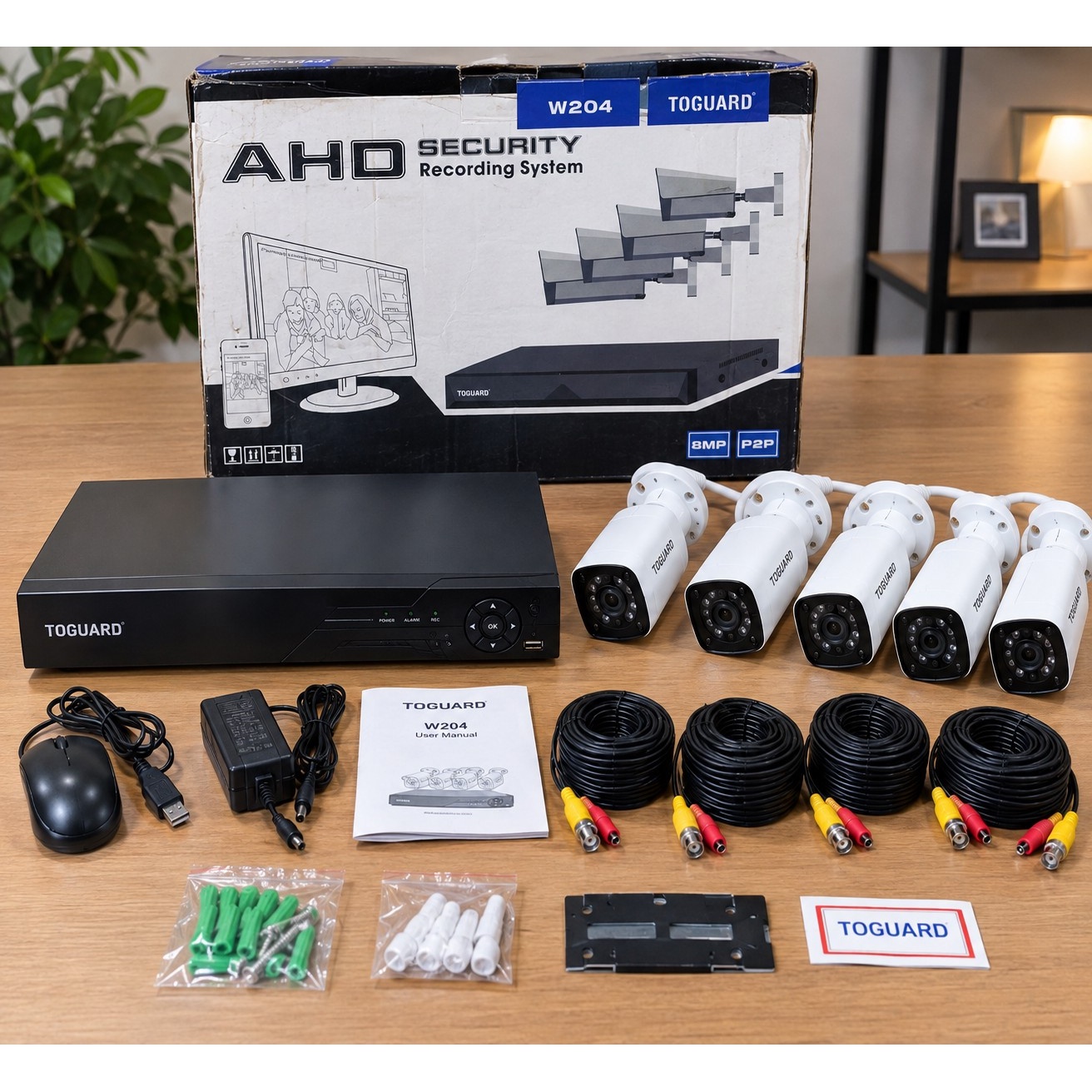پک کامل دوربین مداربسته 4 عددی دستگاه DVR ضبط دوربین مداربسته AHD توگارد مدل W204