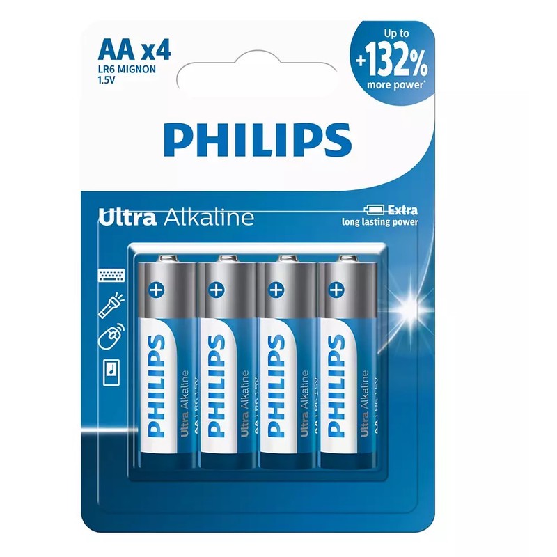 باتری قلمی فیلیپس مدل Ultra Alkaline LR6E4B40 بسته چهار عددی