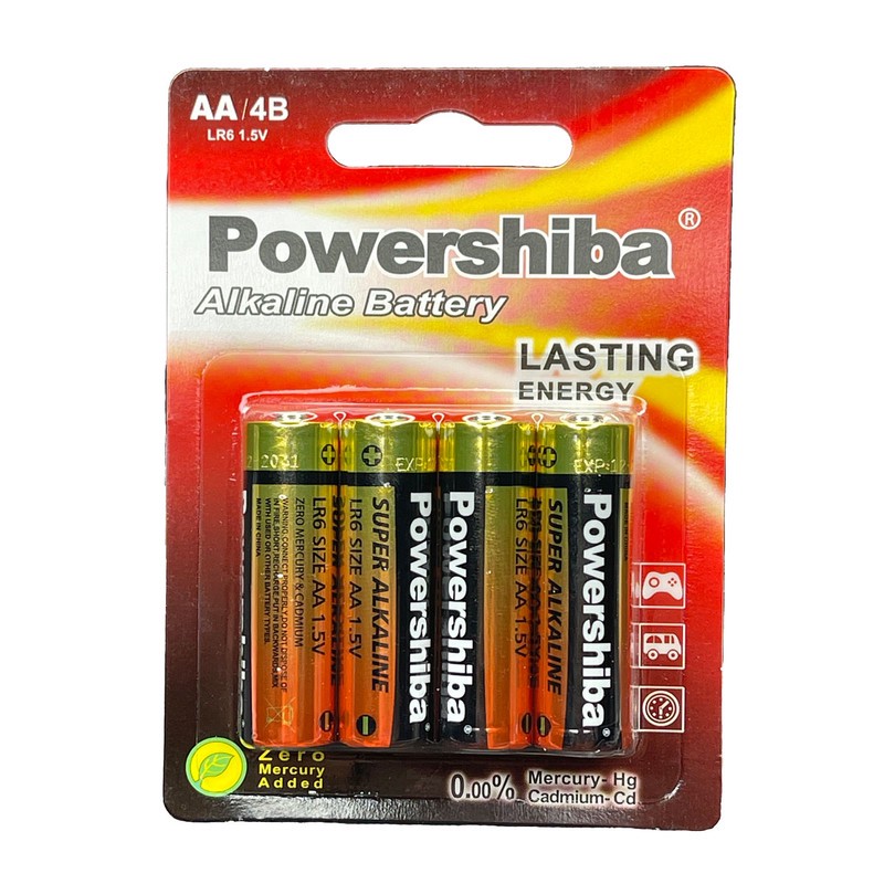 باتری قلمی پاور شیبا مدل SUPER ALKALINE LR6 بسته 4 عددی