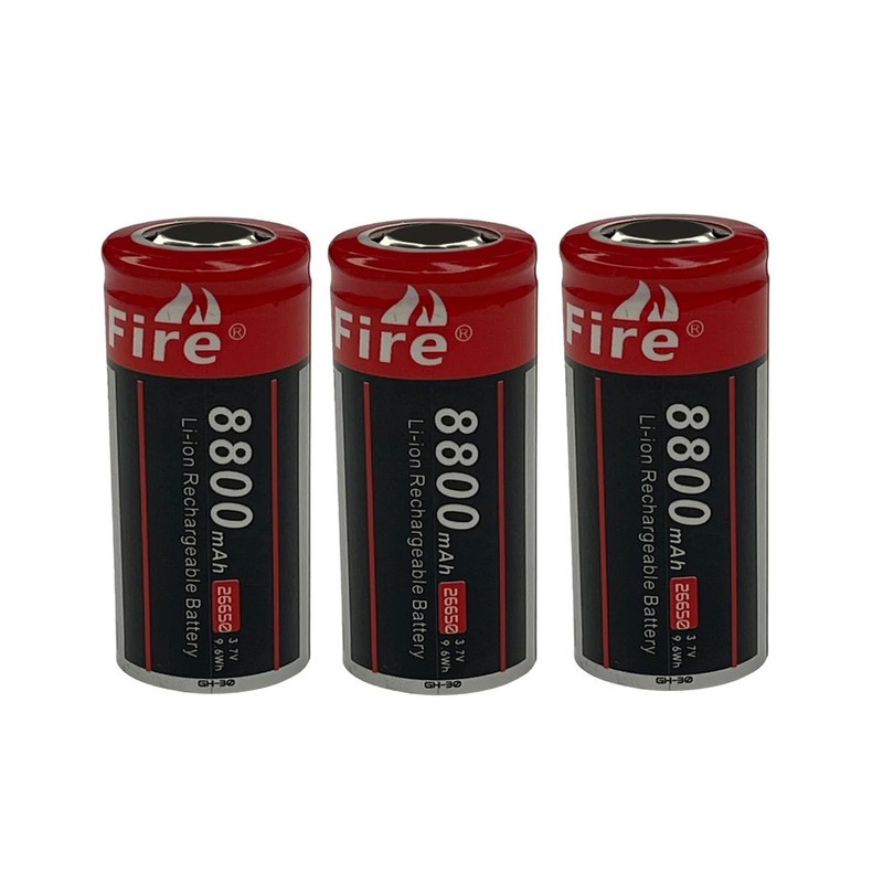 باتری لیتیومی قابل شارژ کولیت فایر مدل 26650 کد 3.7v ظرفیت 8800 میلی آمپرساعت بسته 3 عددی