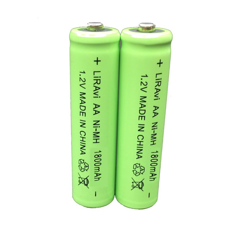 باتری نیم قلمی قابل شارژ لیراوی مدل AA-ni-mh کد 1.2v ظرفیت 1800 میلی آمپر ساعت بسته 2 عددی