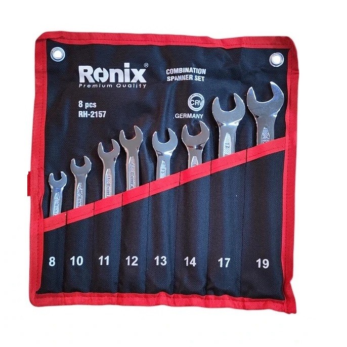 آچار یکسر تخت و یکسر رینگی رونیکس مدل RH-2157 مجموعه 8 عددی