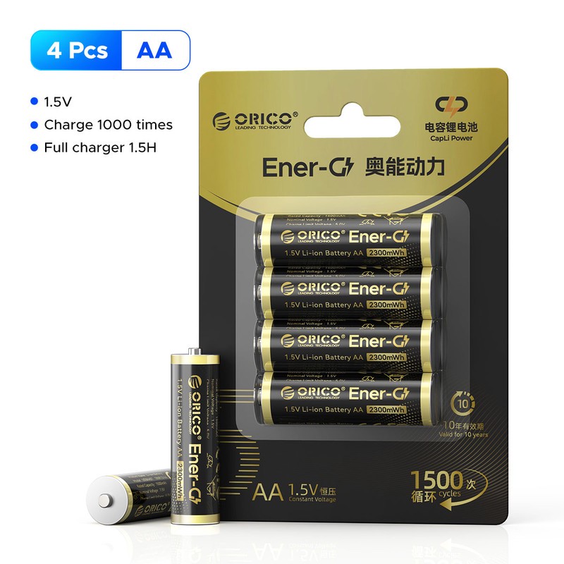 باتری لیتیومی قابل شارژ اوریکو مدل EG5-UN-4PK-BP ظرفیت 2300 میلیآمپر ساعت بسته 4 عددی
