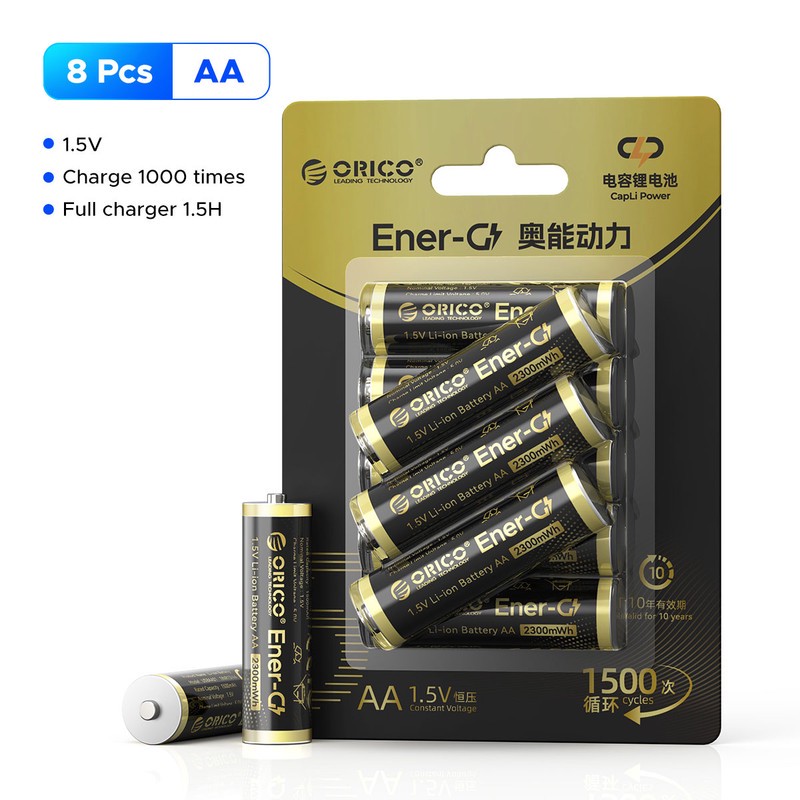 باتری لیتیومی قابل شارژ اوریکو مدل EG5-UN-8PK-BP ظرفیت 2300 میلیآمپر ساعت بسته 8 عددی