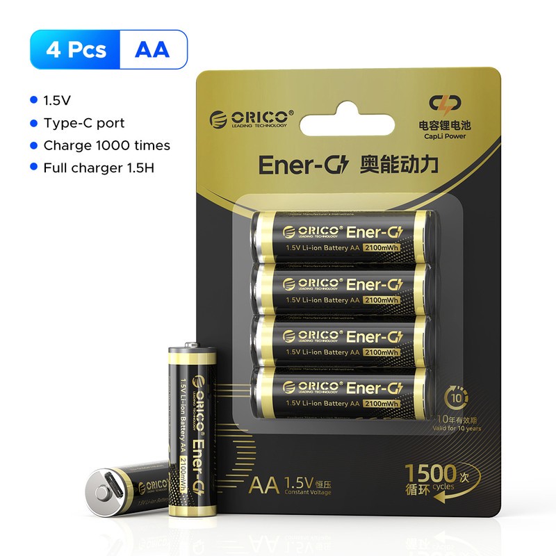 باتری لیتیومی قابل شارژ اوریکو مدل EG5C-UN-4PK-BP ظرفیت 2100 میلیآمپرساعت بسته 4 عددی