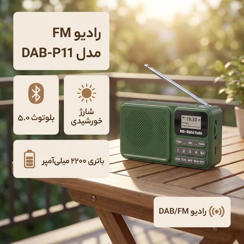 رادیو FM مدل DAB-P11 دارای خروجی هدفون gadmazon
