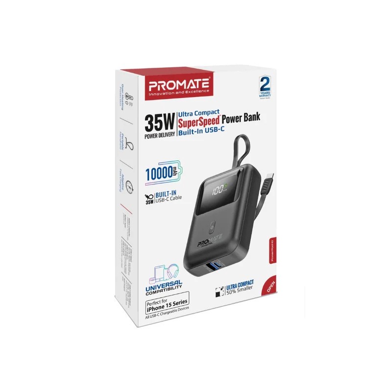 پاوربانک پرومیت مدل POWERPOD-10.BLK ظرفیت 10000 میلیآمپرساعت