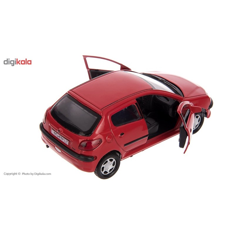 ماشین بازی فلزی مدل Peugeot 206 اسپرت عقبکش با درهای بازشو، نور و صدا