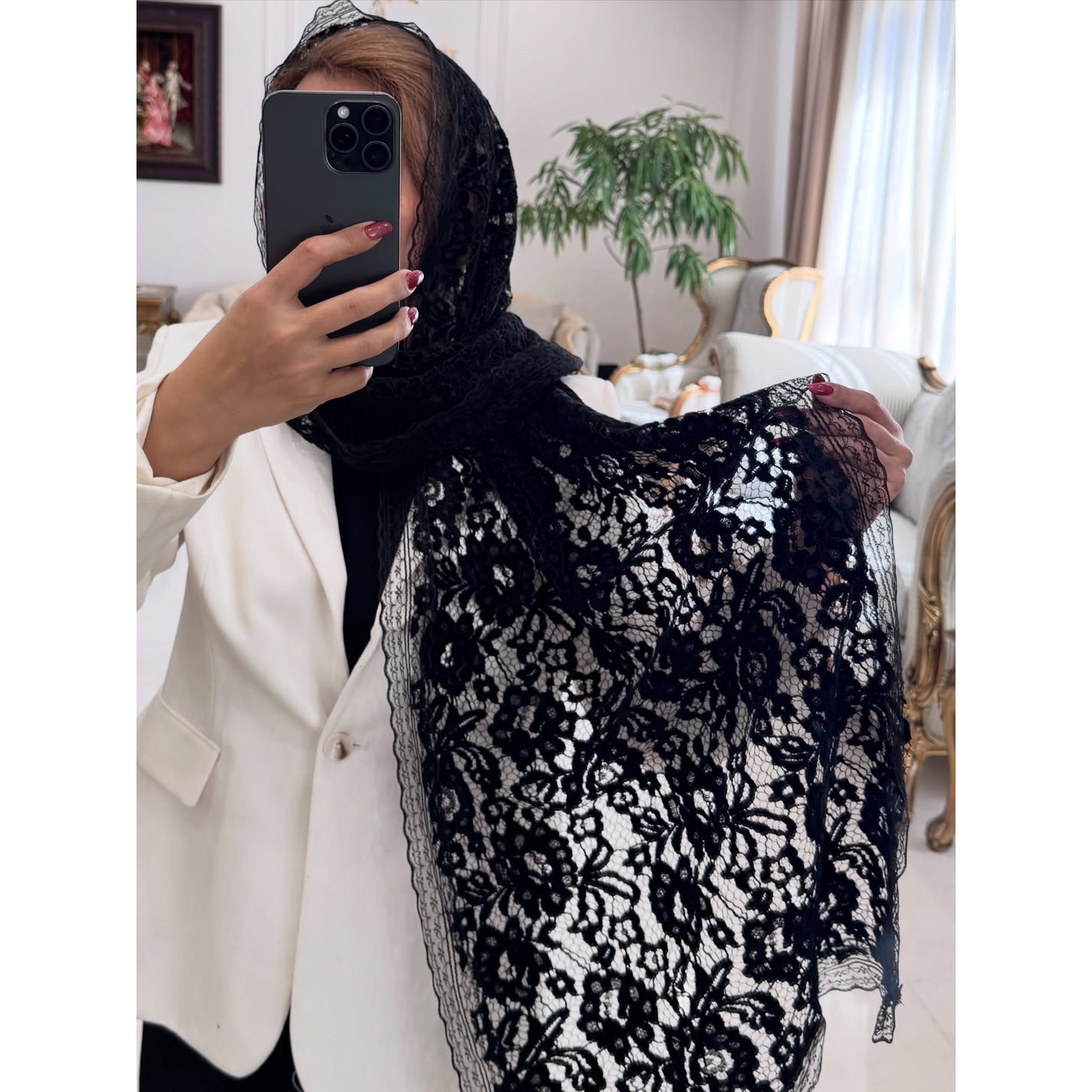 شال گیپور مخمل کوب وارداتی دور دانتل