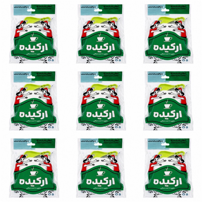 فیلتر چای ارکیده مدل کیسه ای 9 بسته 60 عددی به همراه قاشق