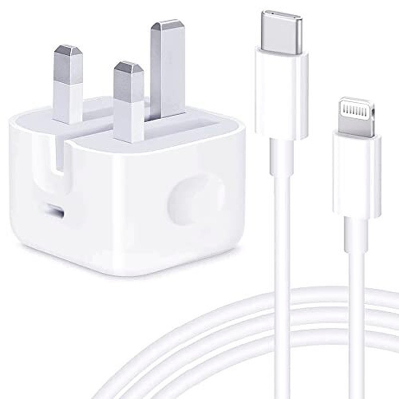 شارژر دیواری 20 وات آیفون به همراه کابل Type C به Lightning فست شارژ