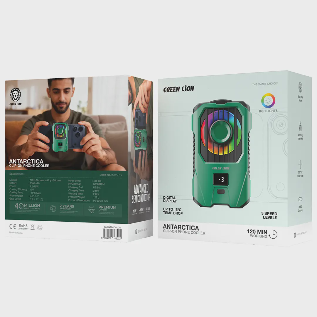 فن خنک کننده موبایل شارژی Green Lion مدل Antarctica Clip-On Phone Cooler