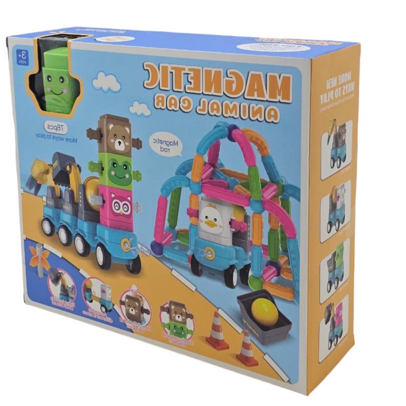 ساختنی 78 تکه ناب سل مدل مگنتی ماشین حیوانات کد MAGNETIC ANIMAL CAR