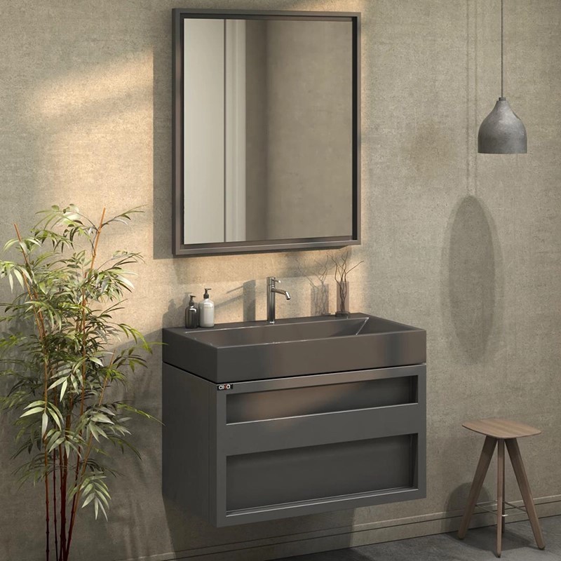 ست کابینت و روشویی آلکا مدل 2070 طرح کشودار به همراه آینه