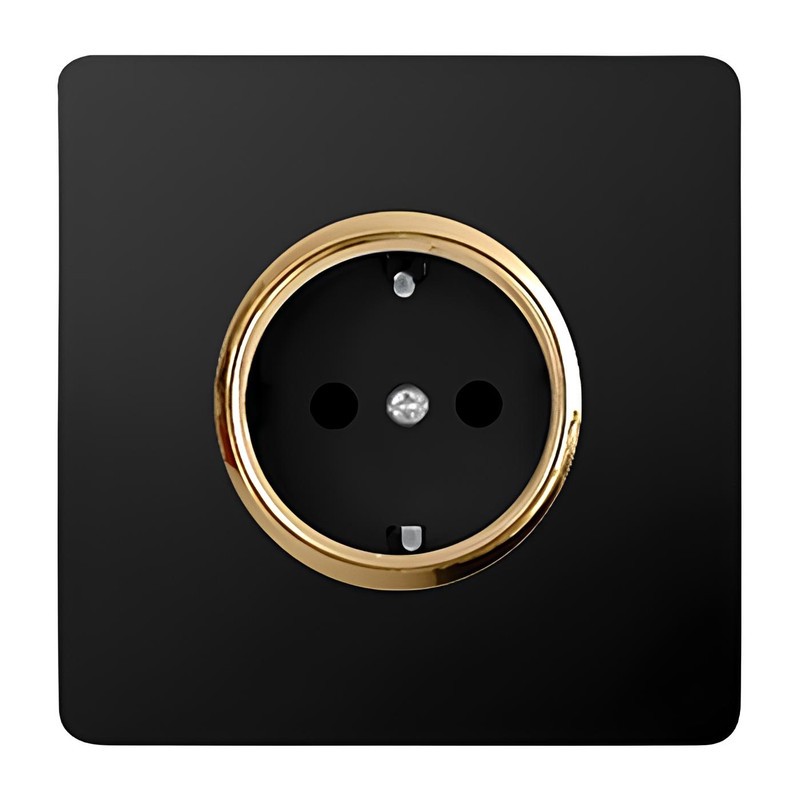 پریز برق ارت دار صنایع آسیا الکتریک مدل کریستال BLK-GLD آسیا الکتریک