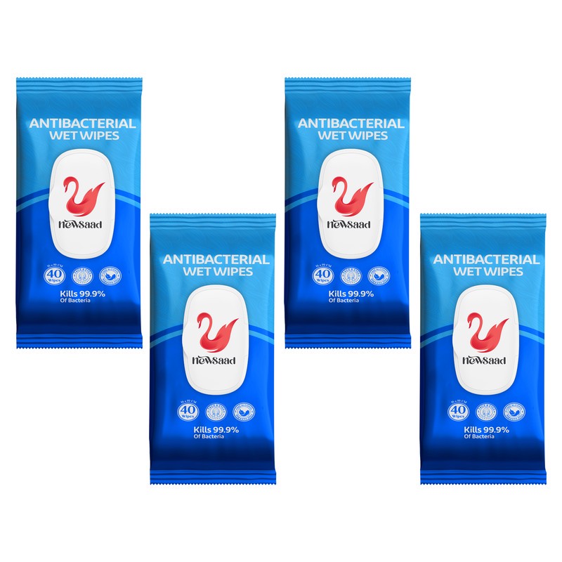 دستمال مرطوب نیوساد مدل AntiBacteria 04 چهار بسته 40 عددی