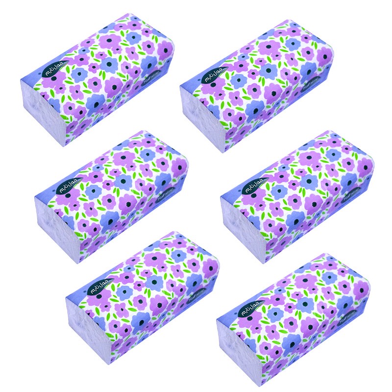 دستمال کاغذی 250 برگ فول تایم مدل دولایه اقتصادی کد M114 بسته 6 عددی