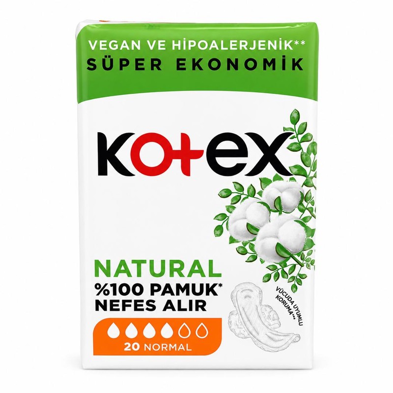 نوار بهداشتی مشبک متوسط ضد حساسیت روز و شب کوتکس مدل Natural سایز متوسط بسته 20 عددی
