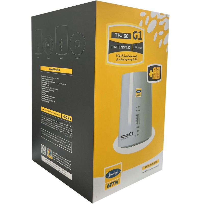 مودم 4GTD-LTE ایرانسل مدل TF-i60 G1 به همراه سیم کارت TD-LTE و بسته اینترنت 1000 گیگ یکساله