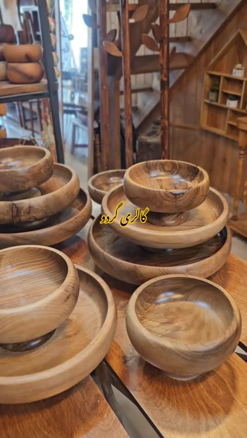 کاسه خمره ای پایه دار در سه سایز چوب گردو
