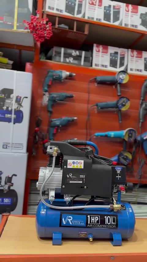 کمپرسور باد هوا روغنی صنعتی VIVAREX مدل ویوارکس VR1010-AC حجم مخزن 10L لیتر موتور توربو پرقدرت دارای 12 ماه گارانتی