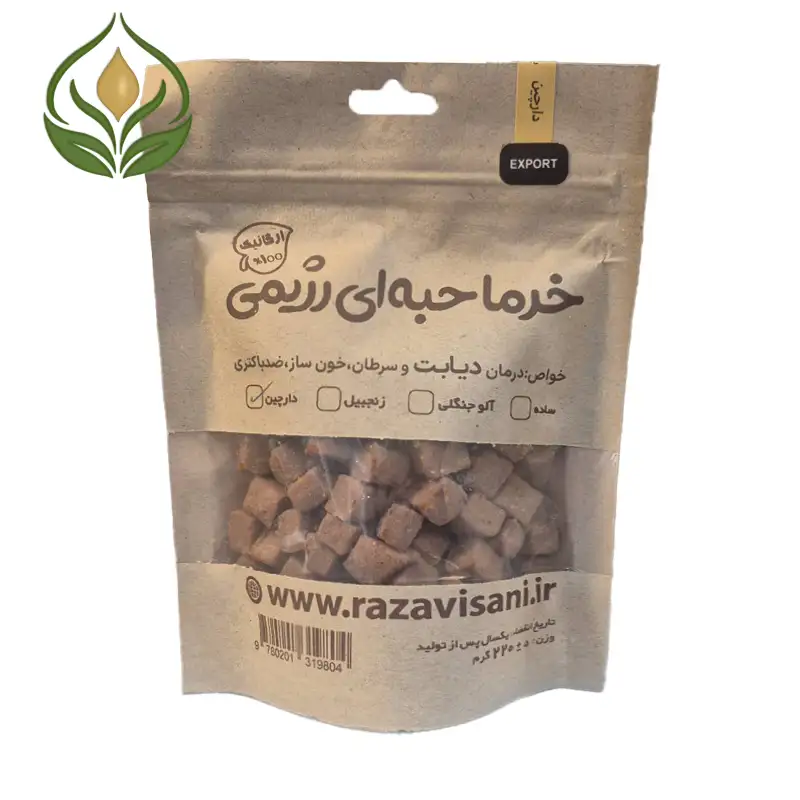 خرما حبه ای رژیمی رضوی با طعم دارچین