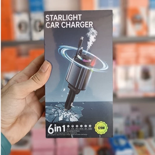 شارژر فندکی خودرو استارلایت مدل 6 کاره ظرفیت 120 وات، Starlight 6in1