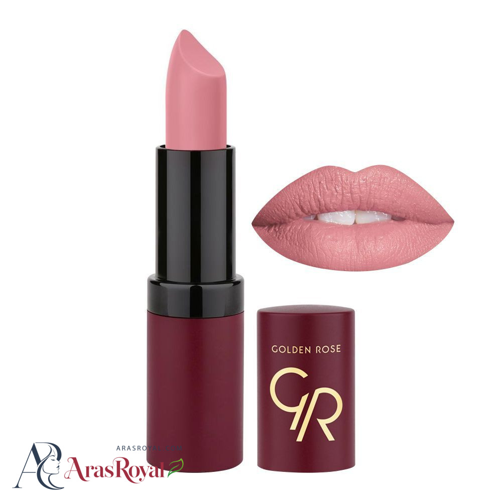 رژ لب جامد مات و مخملی گلدن رز Golden Rose مدل GR Velvet Matte Lipstick شماره 10