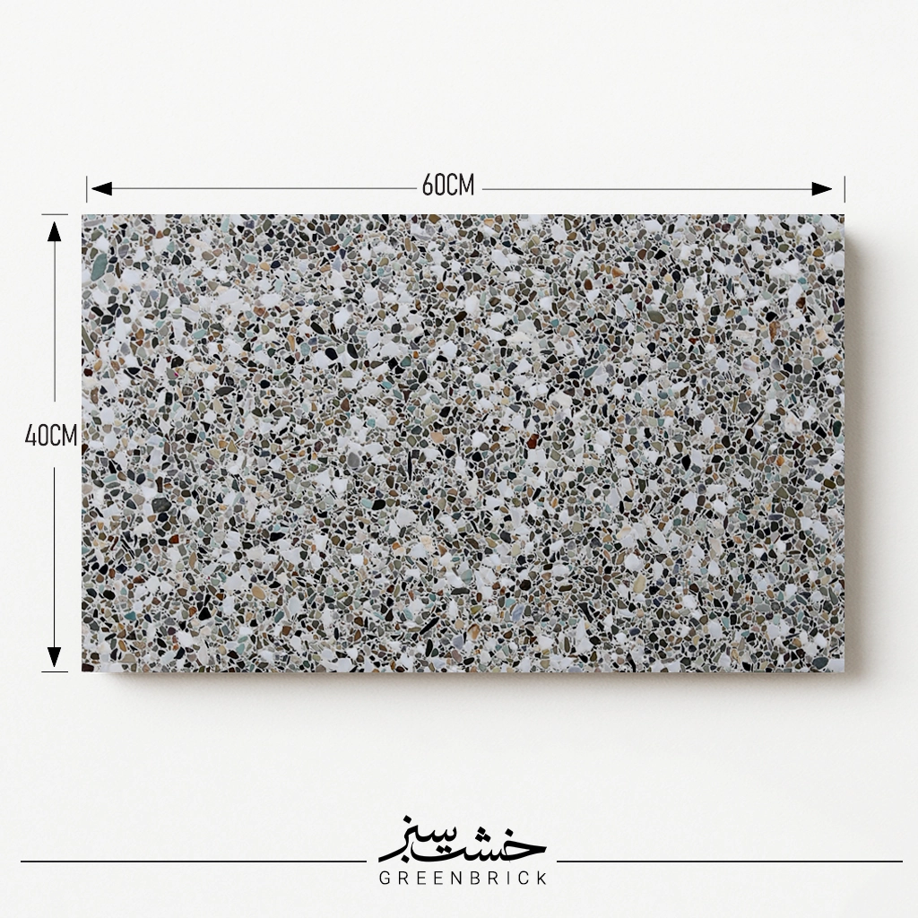 واش بتن طرح سفید مشکی سبز (دینا) سایز 40×60 سانتیمتر