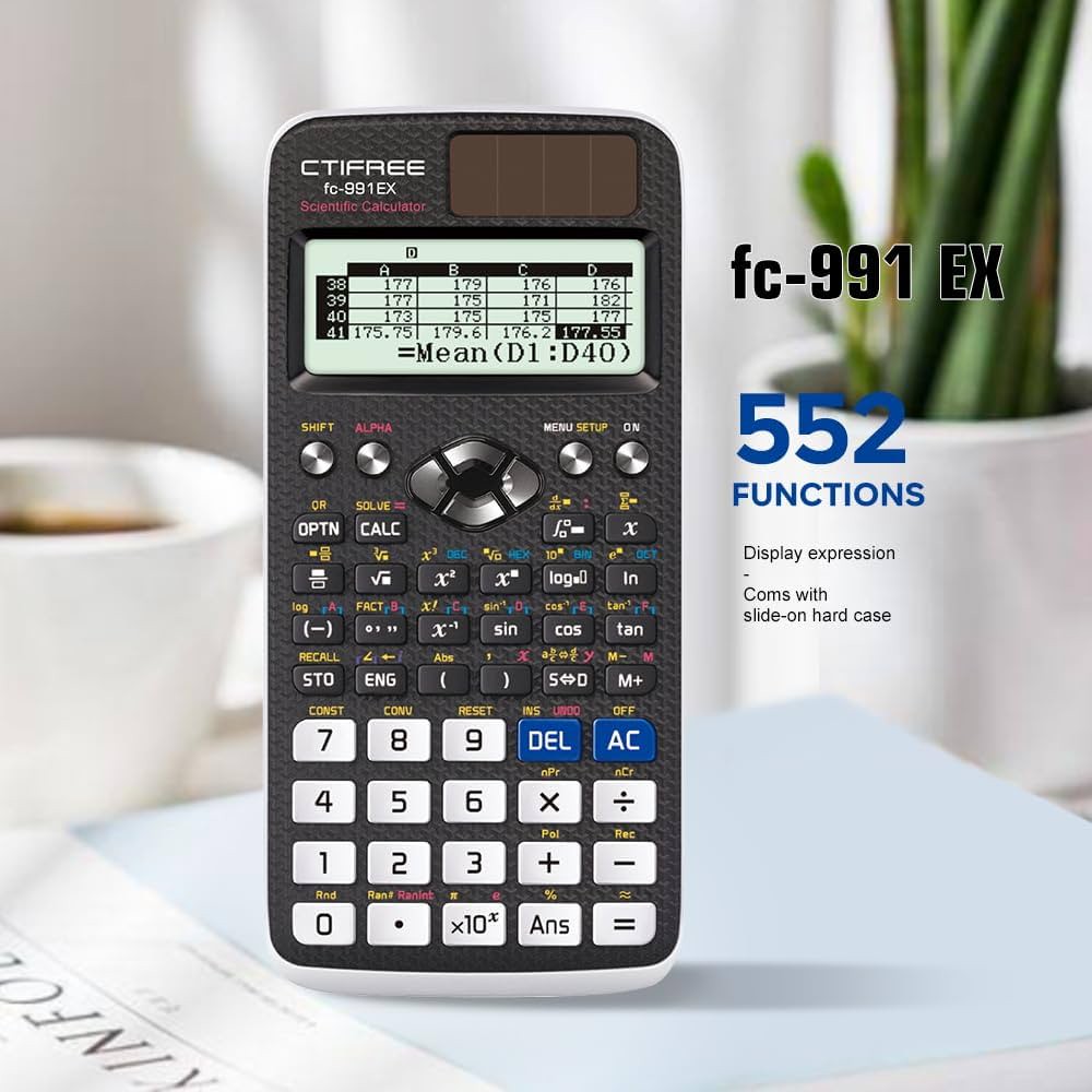 ماشین حساب علمی CTIFREE FC-991EX با 552 تابع پیشرفته، خورشیدی و باتریجدید