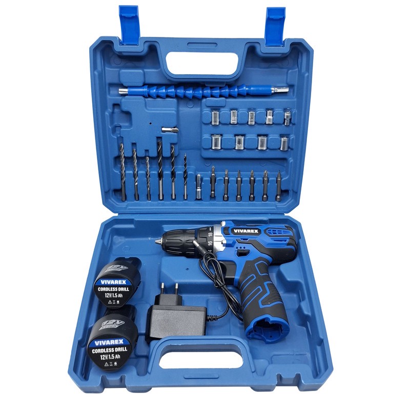 دریل پیچ گوشتی شارژی صنعتی 10 میلی متری 12 ولت ویوارکس مدل VR12V 2V کد 02 مجموعه 29 عددی پس کرایه