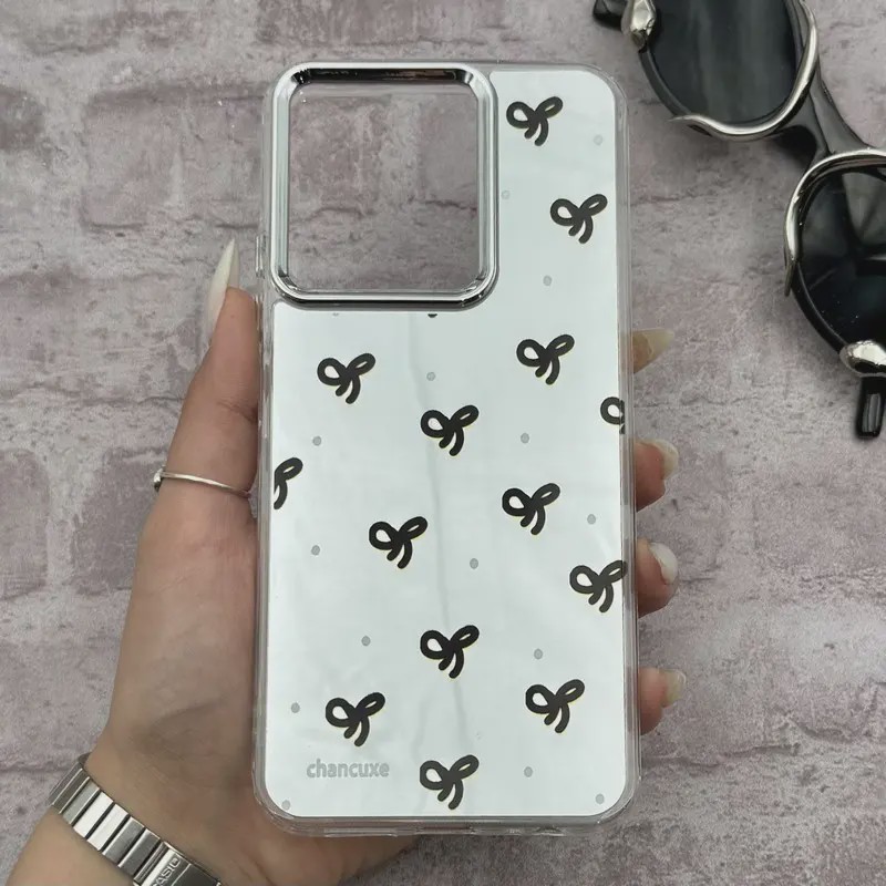 قاب گوشی Redmi 15C - Poco C85 شیائومی اورجینال فانتزی سخت آینه ای لنز کرومی ایربگ دار طرح پاپیون کیوت کد E23-167875